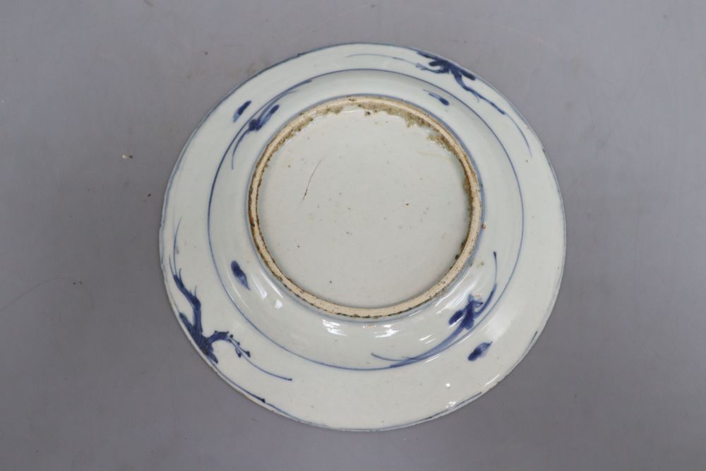 A Chinese blue and white Kraak plate, Ming dynasty, diameter 20.5cm